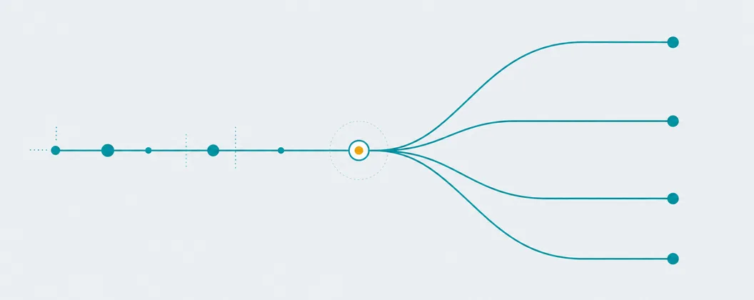 A decision point branching into several possible commitments